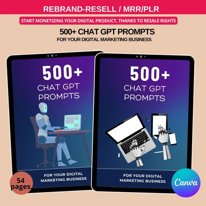 Ultimate AI Course & Prompt Generator Canva Templates + PLR Rights